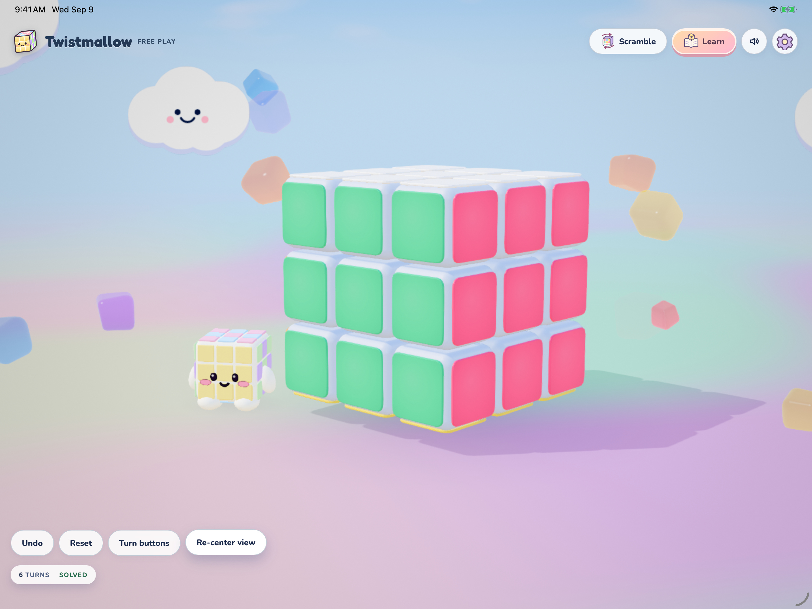 Twistmallow’s pastel cube and cheerful cube companion.
